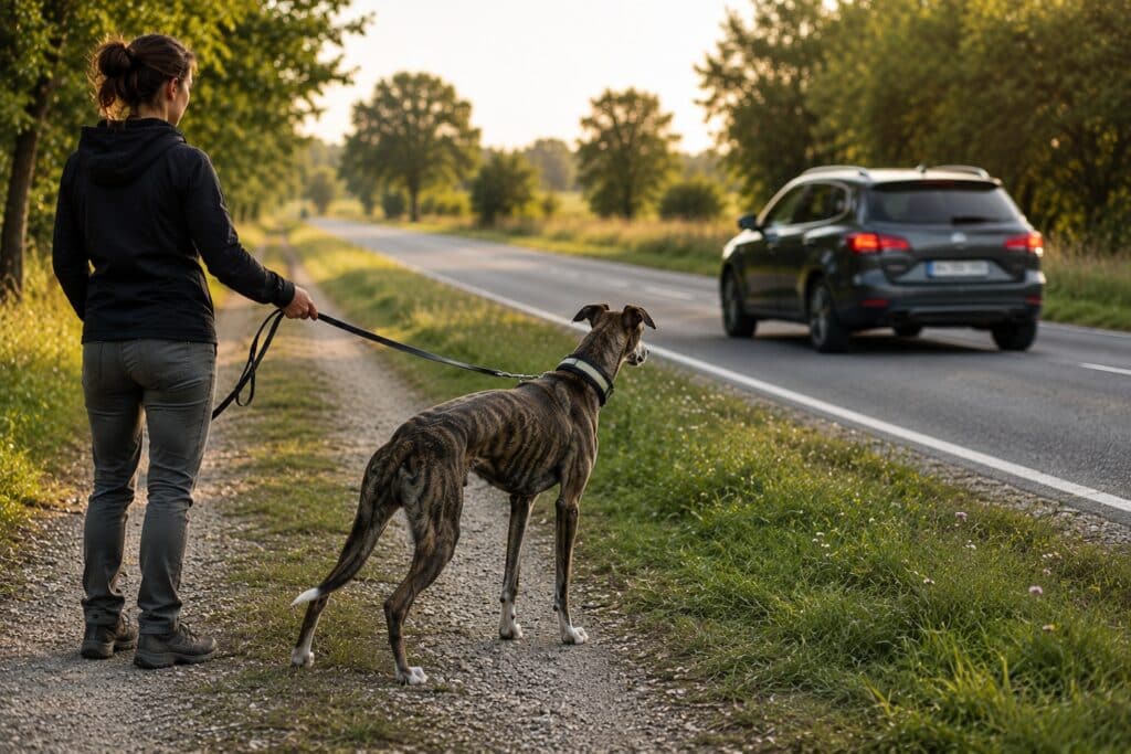 Chien regardant une voiture passer