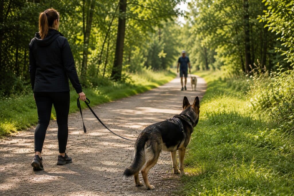 Promenade en forêt avec chiens