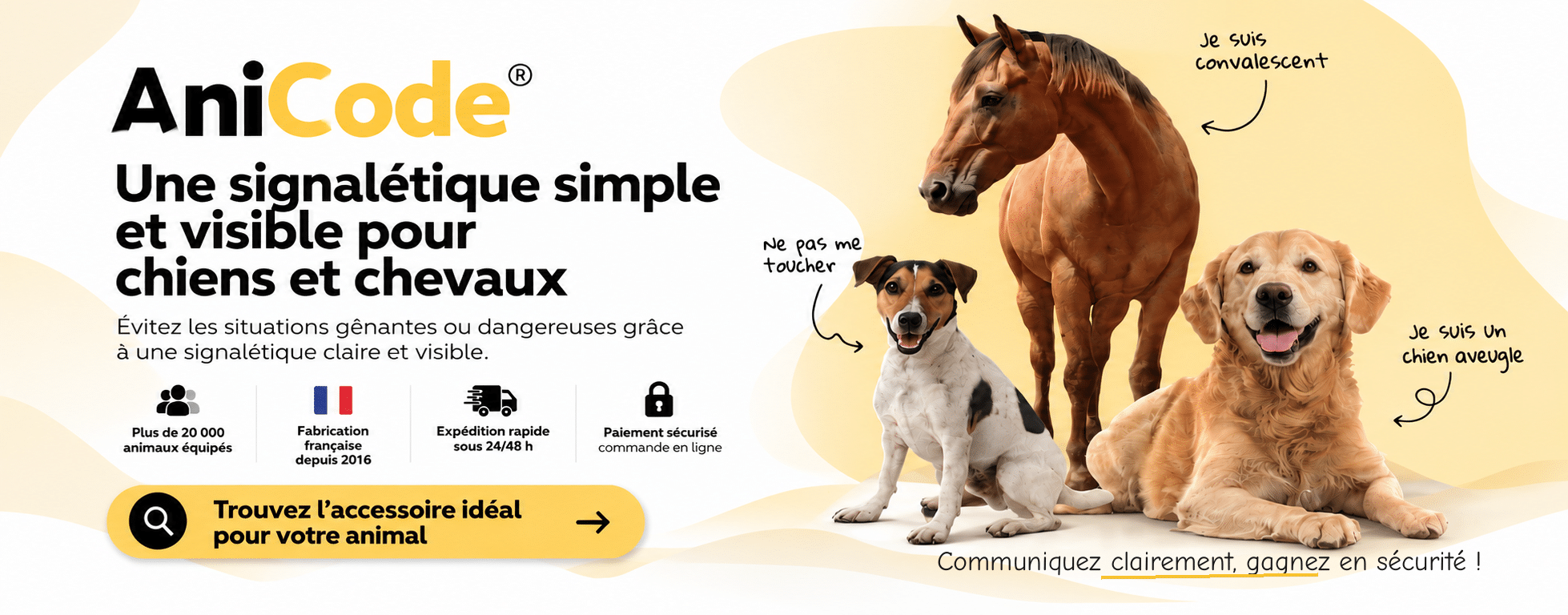 AniCode - Une signalétique simple et visible pour chiens et chevaux